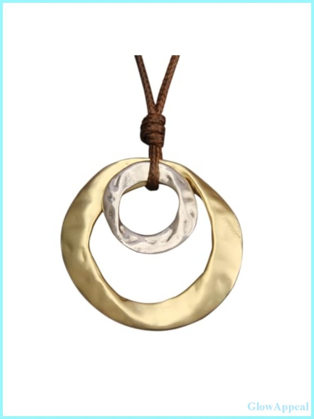 Boho Cord Necklace Adjustable Handmade Leather Gold Alloy